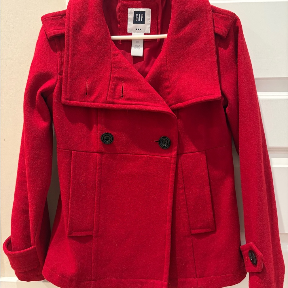 GAP red short peacoat style jacket women’s XS